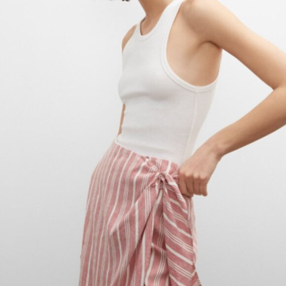 CLUB MONACO | Wrap Stripe Linen Skirt | Sz. 0 - Picture 2 of 9